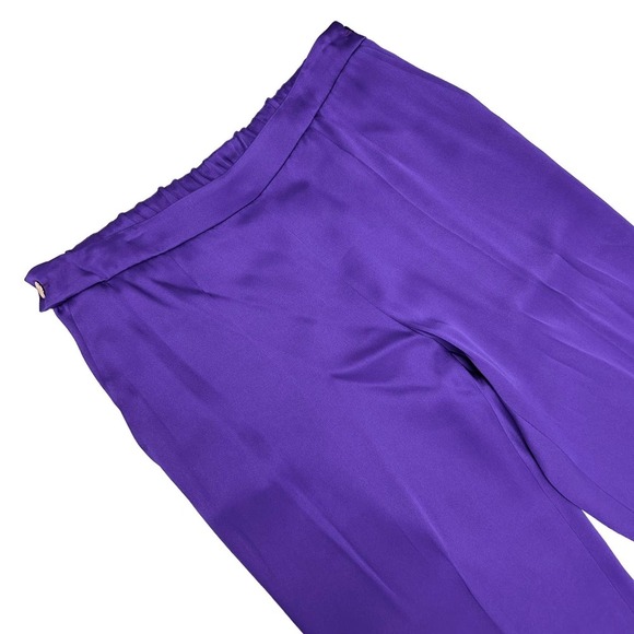 Escada Purple Satin High Waisted Trousers Womens 40 US 10 - Picture 3 of 11